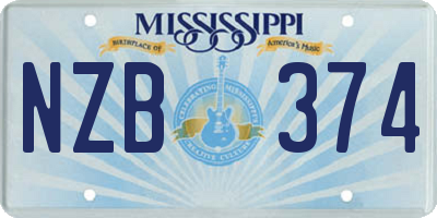 MS license plate NZB374