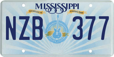MS license plate NZB377