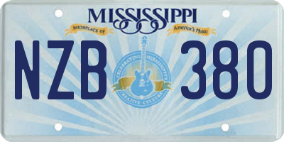 MS license plate NZB380