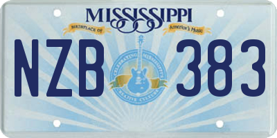 MS license plate NZB383