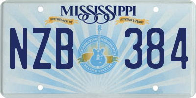 MS license plate NZB384