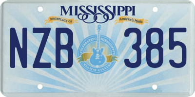 MS license plate NZB385