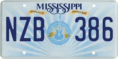 MS license plate NZB386