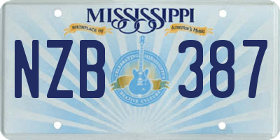 MS license plate NZB387