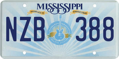 MS license plate NZB388