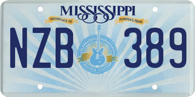 MS license plate NZB389