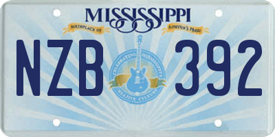 MS license plate NZB392