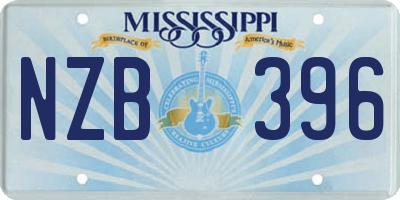 MS license plate NZB396