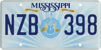 MS license plate NZB398
