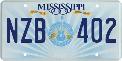 MS license plate NZB402