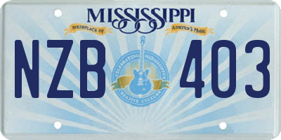 MS license plate NZB403