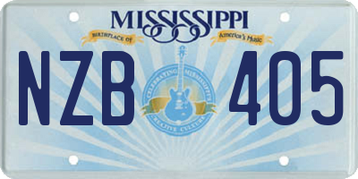 MS license plate NZB405