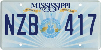 MS license plate NZB417