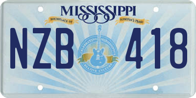 MS license plate NZB418