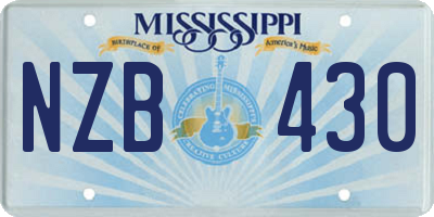 MS license plate NZB430
