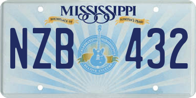 MS license plate NZB432