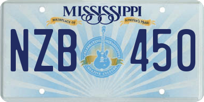 MS license plate NZB450