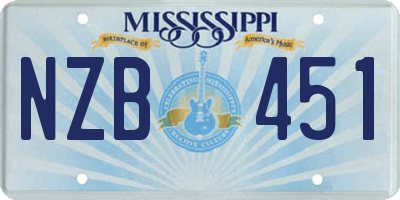 MS license plate NZB451