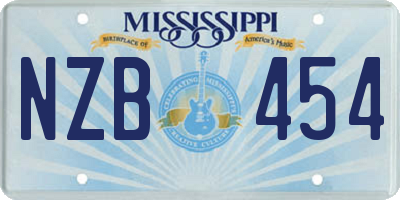MS license plate NZB454