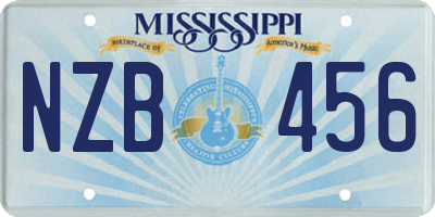 MS license plate NZB456