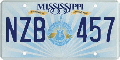 MS license plate NZB457