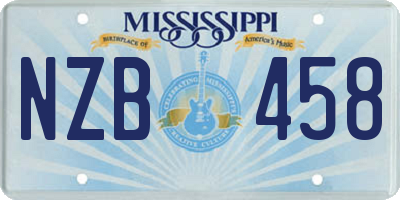 MS license plate NZB458