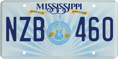 MS license plate NZB460