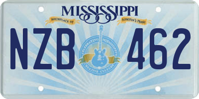 MS license plate NZB462