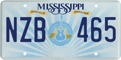 MS license plate NZB465