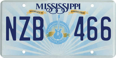 MS license plate NZB466