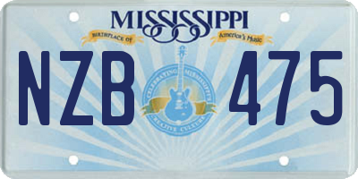 MS license plate NZB475