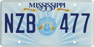 MS license plate NZB477