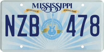 MS license plate NZB478