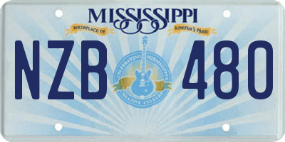 MS license plate NZB480