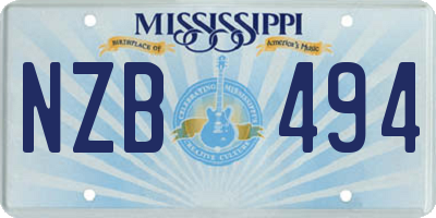 MS license plate NZB494