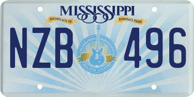 MS license plate NZB496