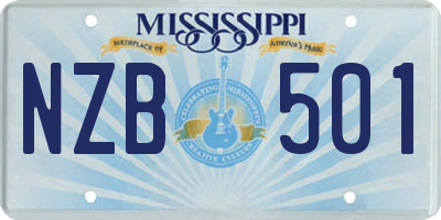 MS license plate NZB501