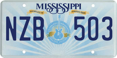 MS license plate NZB503