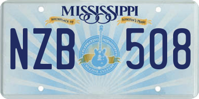 MS license plate NZB508