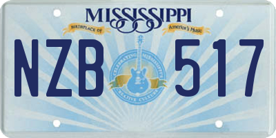 MS license plate NZB517