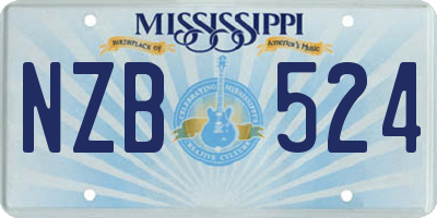 MS license plate NZB524
