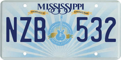 MS license plate NZB532