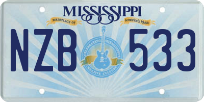 MS license plate NZB533