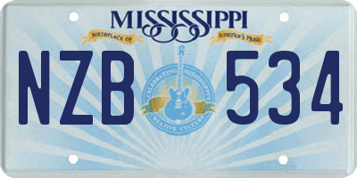 MS license plate NZB534