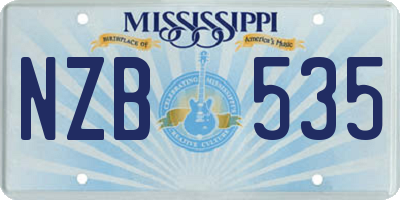MS license plate NZB535
