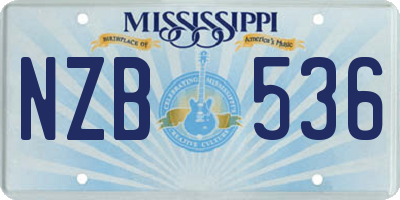 MS license plate NZB536