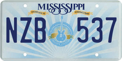 MS license plate NZB537