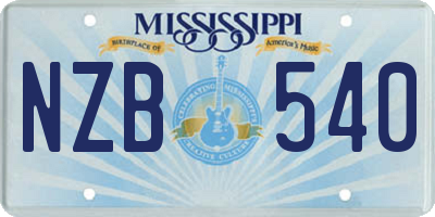 MS license plate NZB540