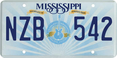 MS license plate NZB542