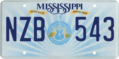 MS license plate NZB543